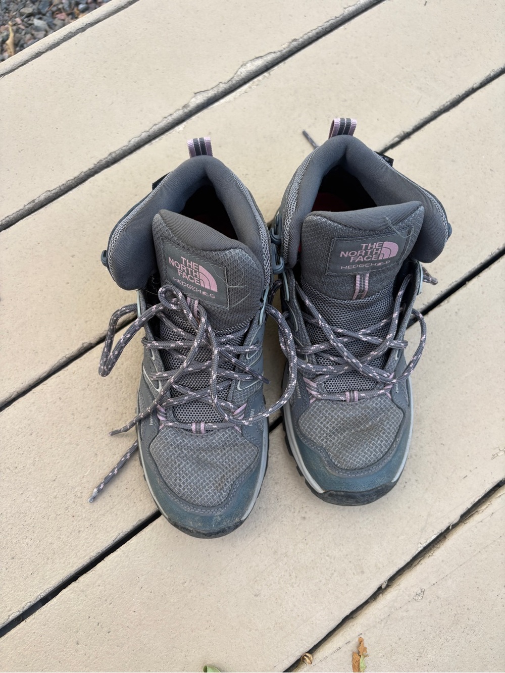 The North Face Gray Hiking Sneakers with Red Insole